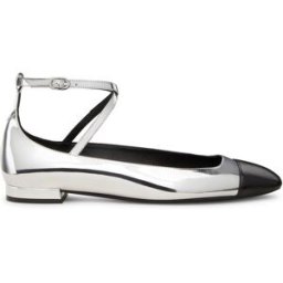 Stuart Weitzman Eden Strap Flat - Donna Silver/black 36