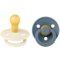 Set Di 2 Ciucci Bibs Colour Avorio / Petrolio 0-6 m