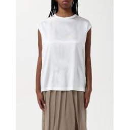 Brunello Cucinelli Top smanicato in seta Beige Taglia M