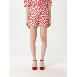 Versace Pantaloncino in seta con stampa grafica Rosso Taglia 40