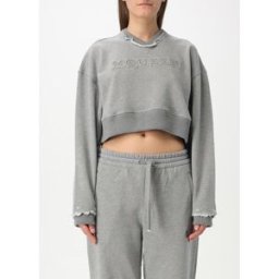 Mcqueen Felpa crop con logo Grigio Taglia 42