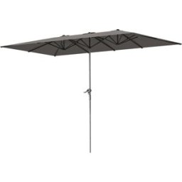 Outsunny Ombrellone Doppio da Giardino 4.5x2.6 m, Apertura a Manovella e 12 Stecche, Grigio