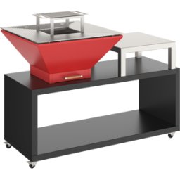 BBQ Combo a legna Oveneat: Braciere Coperchio Portalegna, colore Rosso