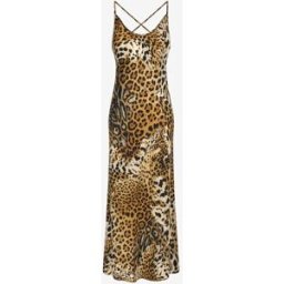 Roberto Cavalli Abito Sottoveste Stampa Jaguar Skin - Female Slip Dresses Marrone Chiaro 42