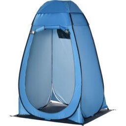 Outsunny Tenda Doccia da Campeggio e Spiaggia con Porta a Cerniera e Borsa di Trasporto, 126x124x189 cm, Blu