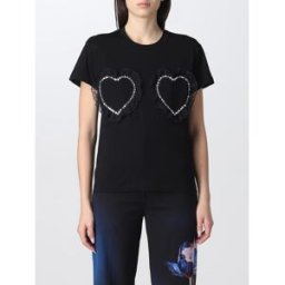 Vivetta T-shirt con maxi cuori di strass Nero Taglia M