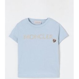 Moncler T-shirt in cotone con logo Turchese Taglia 8
