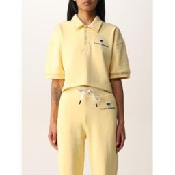 Chiara Ferragni Polo in cotone con logo Giallo Taglia L