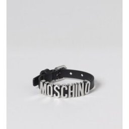 Moschino Bracciale in pelle con logo Argento Taglia OS