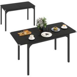 Homcom Tavolo Allungabile 4-6 Posti Espandibile da 120-160 cm con Gambe in Acciaio, Nero