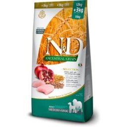 N&D Ancestral Selection Adult Medium Maxi Pollo e Melograno 12+3KG