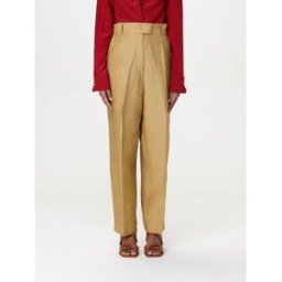 Max Mara Pantalone in misto seta Oro Taglia 46