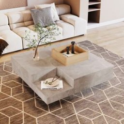 Gl Store Tavolino da soggiorno, con scatola portaoggetti estraibile, 72×72×30 cm, Grigio