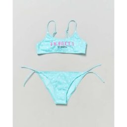 MC2 Saint Barth Bikini Jaiden a bralette azzurro con stampa Fiorucci e stelline bianche all-over