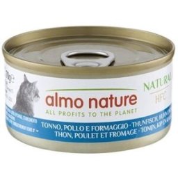 Almo Nature Cat HFC Natural Tonno, Pollo e Formaggio Lattina 70gr