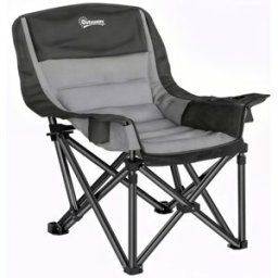 Outsunny Sedia da Campeggio Pieghevole con 2 Portabicchieri e Tasche Laterali, 99x71x103 cm, Grigio e Nero