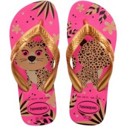 Havaianas Kids Top Pets fucsia con stampa leopardino e fascetta oro