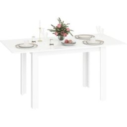 Homcom Tavolo da Pranzo Allungabile per 4-6 Persone con Pannelli a Ribalta, in Legno, 120-160x80x78 cm, Bianco