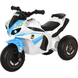 Homcom Moto Giocattolo Cavalcabile a 3 Ruote per Bambini 18-36 Mesi Stile Polizia con Musica e Fari, Azzurro