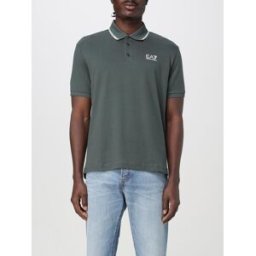 Ea7 Polo in cotone con logo Sabbia Taglia S