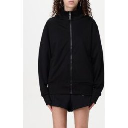 Palm Angels Felpa in cotone con zip con logo Nero Taglia S