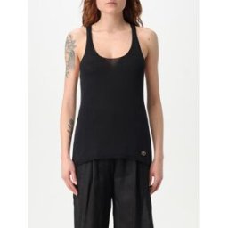 Twinset Top in cotone con logo Oval T Nero Taglia XS