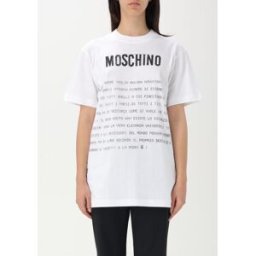 Moschino T-shirt in cotone con stampa slogan Bianco Taglia XS