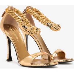 Roberto Cavalli Sandali Con Tacco E Tigri Gioiello - Female Sandali Oro 39
