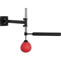 Homcom Speed Bag a Parete per Boxe e MMA ad Altezza Regolabile con Asta, Acciaio e PU, 79x72x20 cm, Rosso