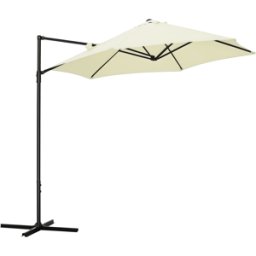 Outsunny Ombrellone da Giardino a Sbalzo 2.6x2.5 m con Rotazione a 360° e Manovella, Beige