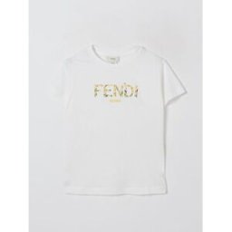 Fendi T-shirt in cotone con stampa logo Bianco 1 Taglia 8