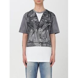 Balmain T-shirt in cotone con stampa biker Nero Taglia S