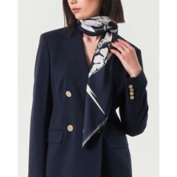 Max Mara Foulard blu e bianco in twill di pura seta stampata a fantasia hawaiana