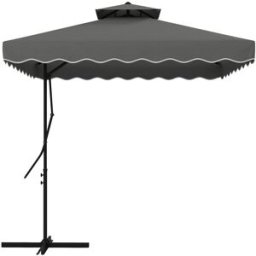 Outsunny Ombrellone a Sbalzo con Doppio Tetto, Apertura a Manovella e Base a Croce, 2.5x2.5m, Grigio