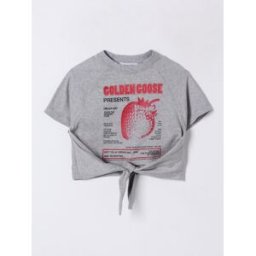 Golden Goose T-shirt in cotone con stampa fragola Grigio Taglia 4
