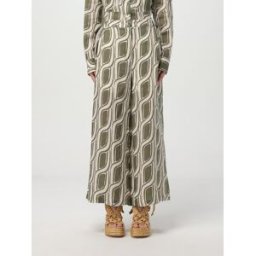 Liujo Pantalone cropped in ramie stampato Verde Taglia 46