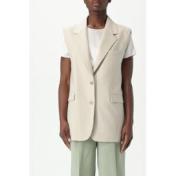 Golden Goose Gilet a monopetto in lana vergine e cotone Panna Taglia 44