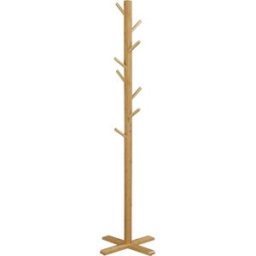 Homcom Appendi Abiti da Terra in Legno di bambù con 8 Ganci e Base a X, 49.5x 49.5x 178cm, Naturale Aosom