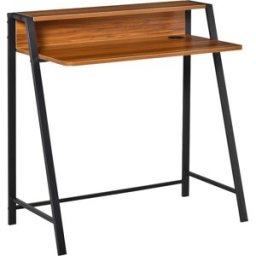 Homcom Scrivania Tavolo per Computer PC da Ufficio Studio con Ripiano Portaoggetti in Legno Truciolato Noce noce 84x45x85cm