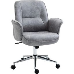 Vinsetto Sedia da Ufficio Ergonomica Altezza Regolabile e Dondolo, Rivestimento in Microfibra, 67x69x92-102cm, Grigio Chiaro Aosom
