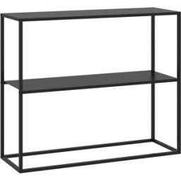 Homcom Mobile Consolle da Ingresso Moderno a 2 Ripiani in Acciaio, 90x30x75cm, Nero