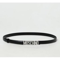 Moschino Cintura in pelle con logo Argento Taglia 48