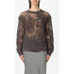 Max Mara Pullover in misto cotone traforato Marrone Taglia S