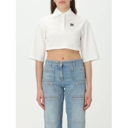 Palm Angels Polo in jersey con monogram Bianco Taglia S