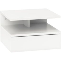 Homcom Comodino Sospeso per Camera da Letto con Cassetto e Mensola in Legno, 35x32x22.5cm, Bianco