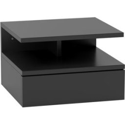 Homcom Comodino Sospeso per Camera da Letto con Cassetto e Mensola in Legno, 35x32x22.5cm, Nero