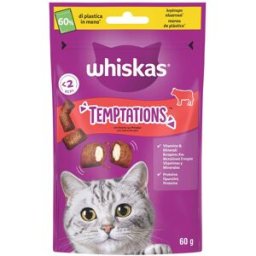 WHISKAS Snack Gatto Temptations 60G MANZO