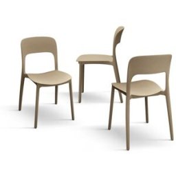 Pazzo Design Sedia Luana set da 4 sedie tortora in Polipropilene