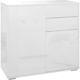 Homcom Credenza Moderna con 2 Armadietti e 2 Cassetti con Apertura a Pressione, 79x36x74cm, Bianco Lucido