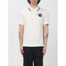 Lagerfeld Polo in cotone stretch con monogram Bianco Taglia S